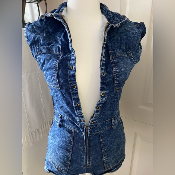 Ellie & Kate Acid Wash Jean Romper Jumper - Picture 4 of 5